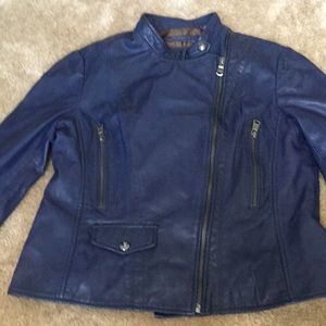 Navy blue leather jacket
